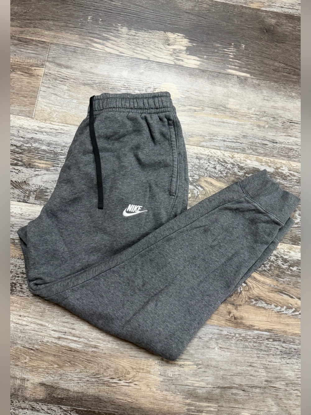 Nike Dark Gray Men's Fleece Joggers with White Logo